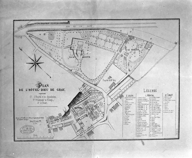 Plan de l'hôtel-dieu et de l'orphelinat Saint-Joseph. © Région Bourgogne-Franche-Comté, Inventaire du patrimoine