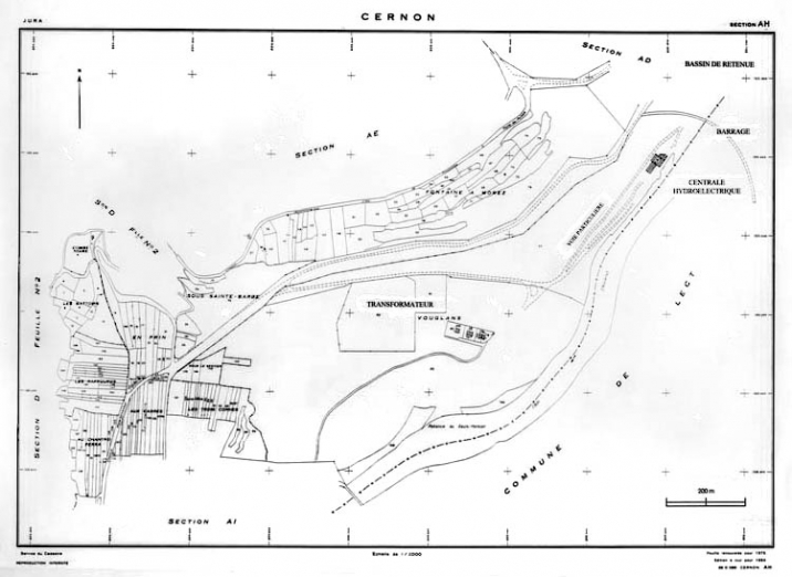 Plan de situation. Extrait du plan cadastral, 1984, section AH, 1:2000. © Région Bourgogne-Franche-Comté, Inventaire du patrimoine Plan de situation. Extrait du plan cadastral, 1984, section AH, 1:2000. © Région Bourgogne-Franche-Comté, Inventaire du patrimoine