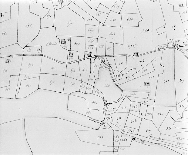 Plan-masse et de situation. Dessin, 1812. Extrait du plan cadastral, commune de Septmoncel, section G, feuille 1, échelle 1:5000. © Région Bourgogne-Franche-Comté, Inventaire du patrimoine