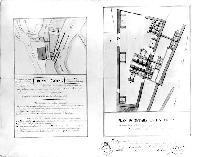Plan général de l'usine [...] et plan de détails de la forge [...]. © Région Bourgogne-Franche-Comté, Inventaire du patrimoine