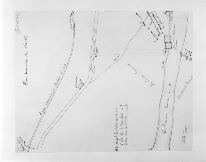 Plan sommaire des abords. © Région Bourgogne-Franche-Comté, Inventaire du patrimoine Plan sommaire des abords. © Région Bourgogne-Franche-Comté, Inventaire du patrimoine
