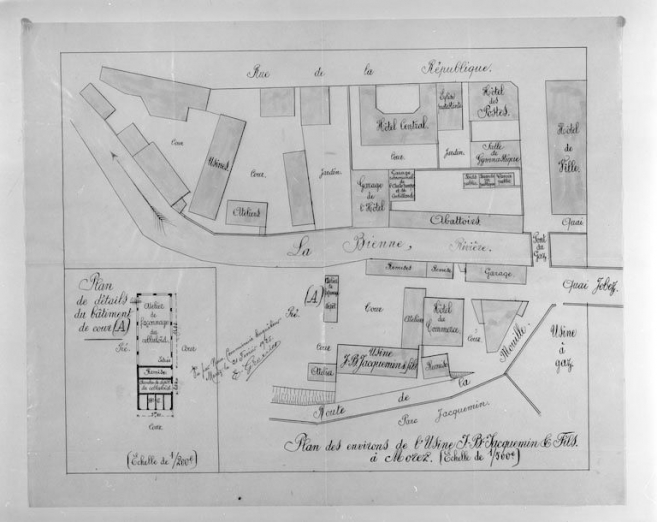 Plan des environs de l'Usine J.B. Jacquemin et Fils à Morez, 1925. © Région Bourgogne-Franche-Comté, Inventaire du patrimoine Plan des environs de l'Usine J.B. Jacquemin et Fils à Morez, 1925. © Région Bourgogne-Franche-Comté, Inventaire du patrimoine