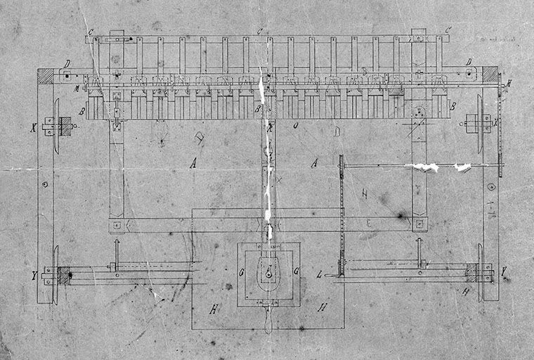 Plan de la machine. © Région Bourgogne-Franche-Comté, Inventaire du patrimoine