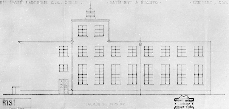 Fil Isolé Moderne S.A. Delle - Bâtiment à étages. Façade de derrière - R 131. © Région Bourgogne-Franche-Comté, Inventaire du patrimoine