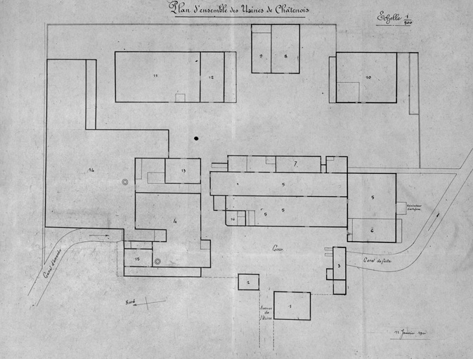 Plan d'ensemble des Usines de Châtenois. © Région Bourgogne-Franche-Comté, Inventaire du patrimoine Plan d'ensemble des Usines de Châtenois. © Région Bourgogne-Franche-Comté, Inventaire du patrimoine