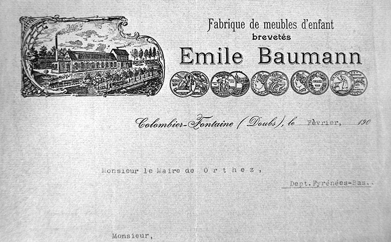 Fabrique de meubles d'enfants brevetés Emile Baumann. © Région Bourgogne-Franche-Comté, Inventaire du patrimoine
