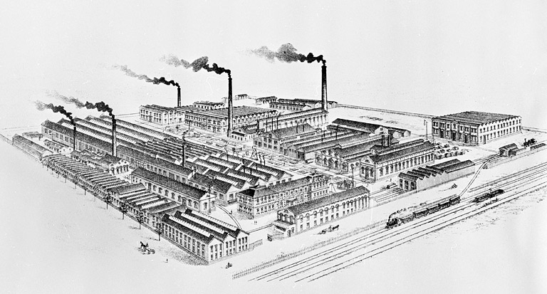 Société Alsacienne de Constructions Mécaniques. Vue cavalière de l'usine de Belfort. © Région Bourgogne-Franche-Comté, Inventaire du patrimoine