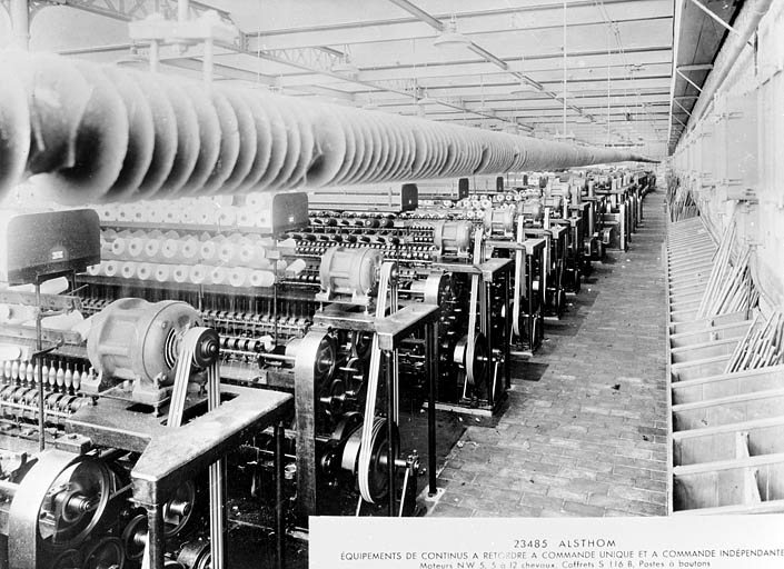 Alsthom. Equipements de continus à retordre et à commande unique et à commande indépendante. © Région Bourgogne-Franche-Comté, Inventaire du patrimoine