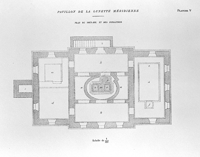 Pavillon de la lunette méridienne. Plan du sous-sol et des fondations, 1892. © Région Bourgogne-Franche-Comté, Inventaire du patrimoine