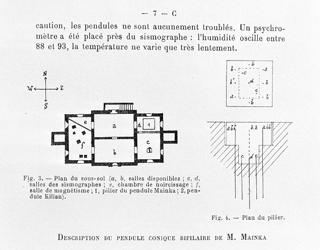 [Installation du sismographe] Plan du sous-sol [et] Plan du pilier, 1911. © Région Bourgogne-Franche-Comté, Inventaire du patrimoine