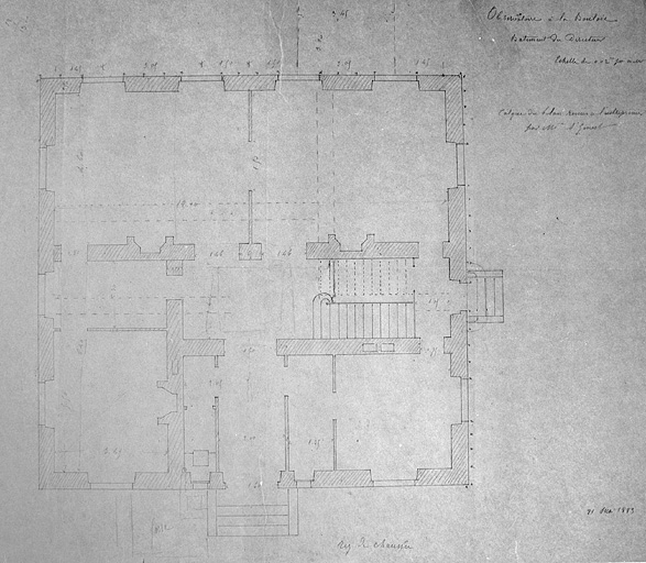 Bâtiment du directeur [plan du rez-de-chaussée], 1883. © Région Bourgogne-Franche-Comté, Inventaire du patrimoine