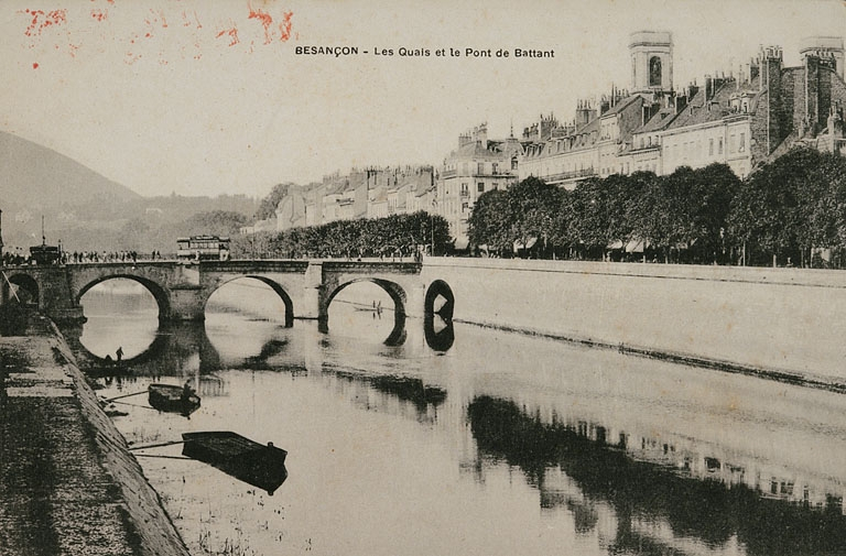Besançon - Les Quais et le Pont Battant, 1ère moitié 20e siècle. © Région Bourgogne-Franche-Comté, Inventaire du patrimoine Besançon - Les Quais et le Pont Battant, 1ère moitié 20e siècle. © Région Bourgogne-Franche-Comté, Inventaire du patrimoine