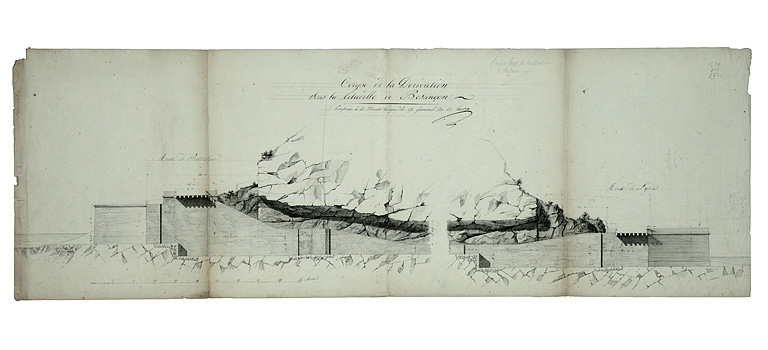 Canal Monsieur. Coupe de la dérivation sous la citadelle de Besançon, 1803. © Région Bourgogne-Franche-Comté, Inventaire du patrimoine Canal Monsieur. Coupe de la dérivation sous la citadelle de Besançon, 1803. © Région Bourgogne-Franche-Comté, Inventaire du patrimoine