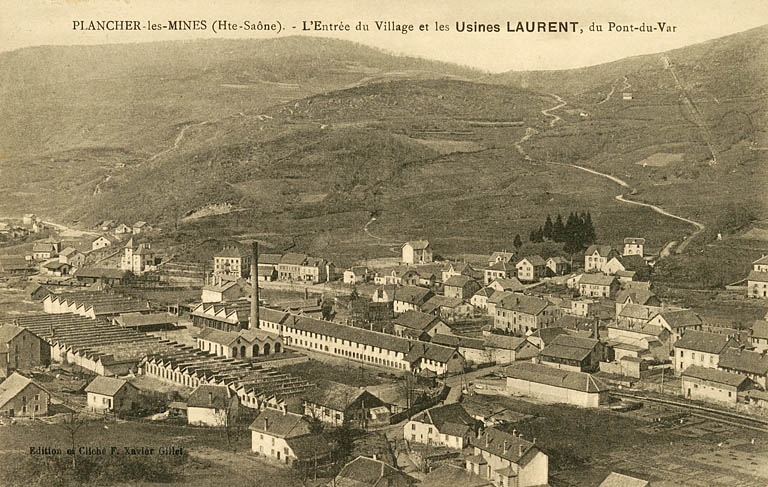 Plancher-les-Mines (Hte-Saône)- L'entrée du Village et les usines Laurent, du Pont du Var. © Région Bourgogne-Franche-Comté, Inventaire du patrimoine
