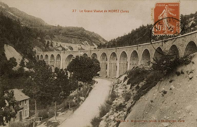 Le grand Viaduc de Morez [le viaduc de l'Evalude, vu du sud], entre 1900 et 1912. © Région Bourgogne-Franche-Comté, Inventaire du patrimoine