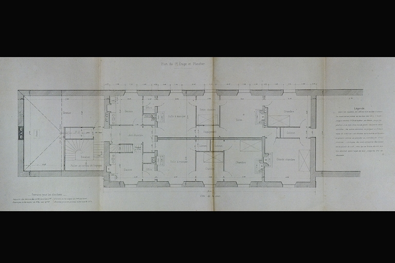 Bâtiment des voyageurs pour Station de 1re classe. Type de la Cie de Paris - Lyon - Méditerranée. C 1 [plan du 1er étage], 1880. © Région Bourgogne-Franche-Comté, Inventaire du patrimoine