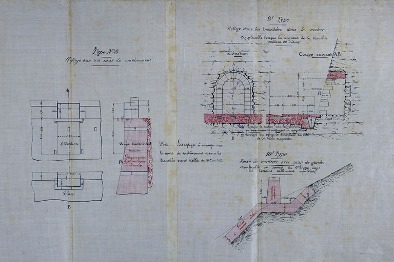 Section de Tancua à St Claude [...] Avant-Projet. Profils en travers types [refuges], 1882. © Région Bourgogne-Franche-Comté, Inventaire du patrimoine