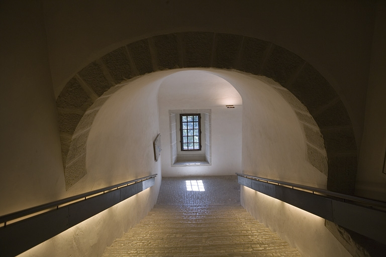 Escalier : quatrième volée depuis le haut. © Région Bourgogne-Franche-Comté, Inventaire du Patrimoine Escalier : quatrième volée depuis le haut. © Région Bourgogne-Franche-Comté, Inventaire du Patrimoine
