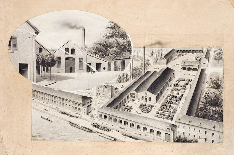Vue cavalière de l'usine Millot. © Région Bourgogne-Franche-Comté, Inventaire du patrimoine Vue cavalière de l'usine Millot. © Région Bourgogne-Franche-Comté, Inventaire du patrimoine