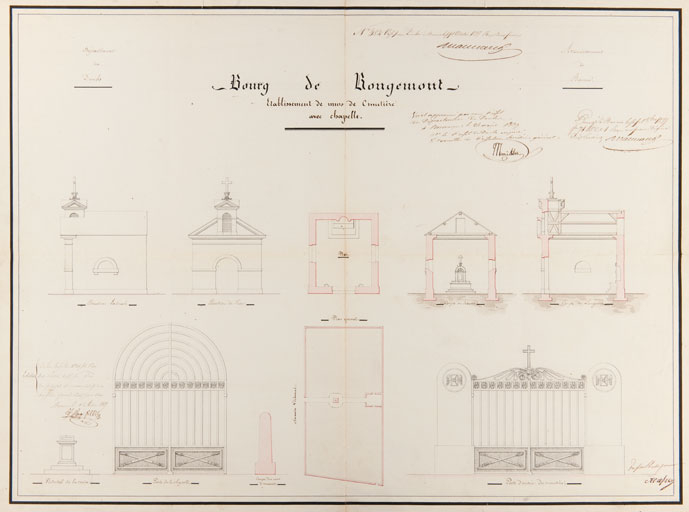 Bourg de Rougemont. Etablissement de murs du cimetière avec chapelle. [Plan général]. © Région Bourgogne-Franche-Comté, Inventaire du patrimoine