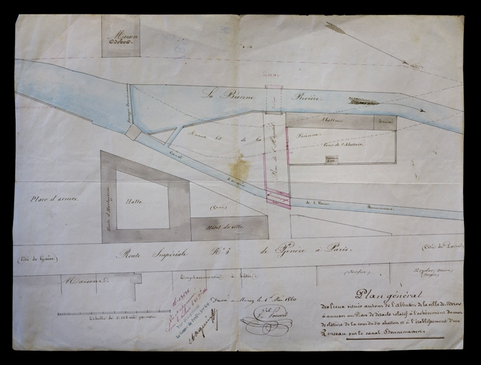 Plan général des lieux situés autour de l'abattoir de la ville de Morez [...], 1860. © Région Bourgogne-Franche-Comté, Inventaire du patrimoine