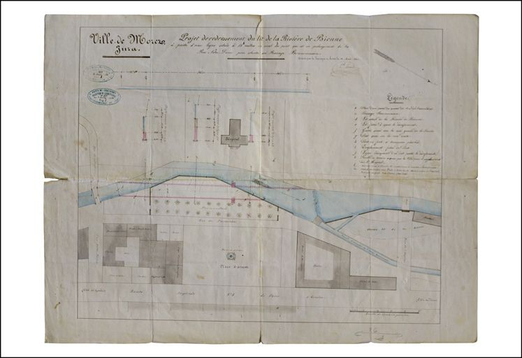 Projet de redressement du lit de la rivière de Bienne [...], 1860. © Région Bourgogne-Franche-Comté, Inventaire du patrimoine