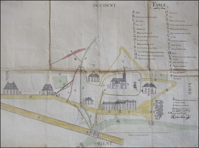 [Plan du quartier de l'église], 1781. © Région Bourgogne-Franche-Comté, Inventaire du patrimoine