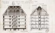 Coupes du corps de casernes à construire. © Région Bourgogne-Franche-Comté, Inventaire du patrimoine
