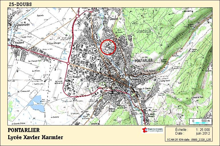 Carte de localisation. Carte topographique, IGN, 2012, dalle 0900-2220-L2E, échelle 1:25 000. © Région Bourgogne-Franche-Comté, Inventaire du patrimoine