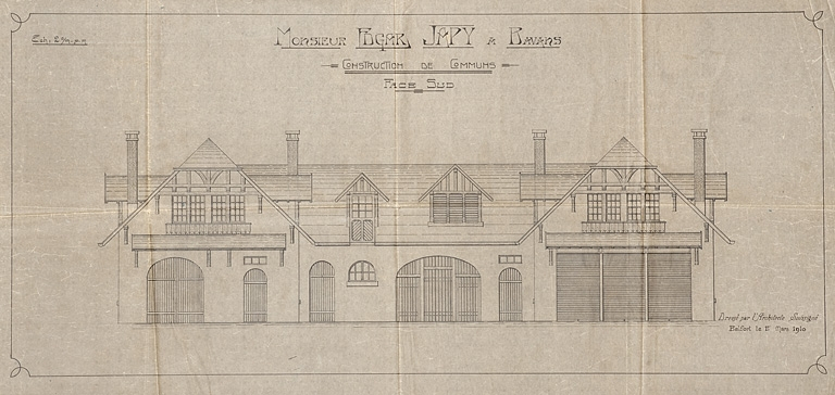 Monsieur Edgar Japy à Bavans. Construction de communs. Face sud. © Région Bourgogne-Franche-Comté, Inventaire du patrimoine