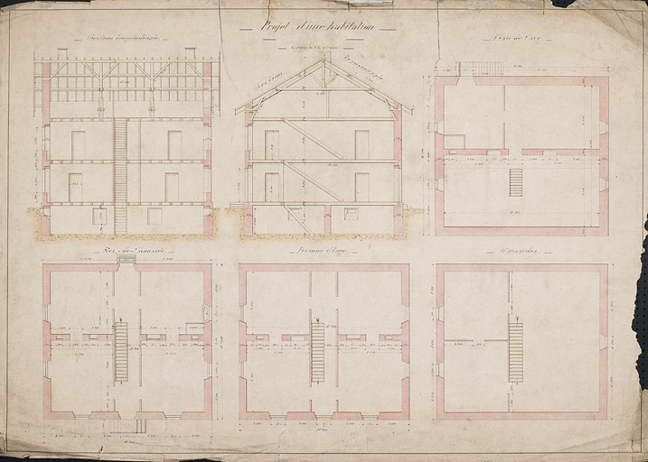Projet d'une habitation. © Région Bourgogne-Franche-Comté, Inventaire du patrimoine Projet d'une habitation. © Région Bourgogne-Franche-Comté, Inventaire du patrimoine