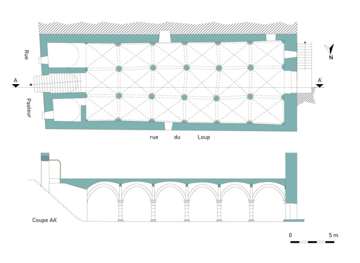 Plan et coupe de la cave. © Région Bourgogne-Franche-Comté, Inventaire du Patrimoine