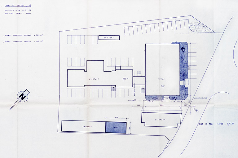 S.B.B.M. 25 – Damprichard. Plan de masse, 27 août 1972 © Région Bourgogne-Franche-Comté, Inventaire du patrimoine