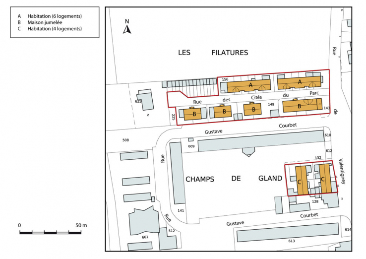 Plan-masse et de situation. © Région Bourgogne-Franche-Comté, Inventaire du patrimoine