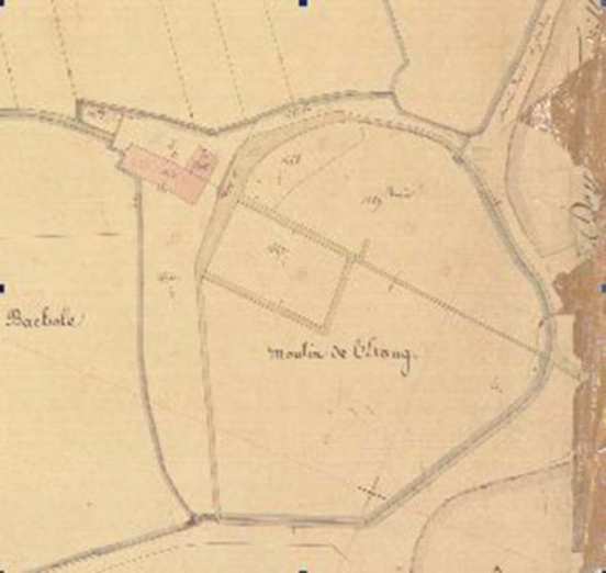 Le moulin de l'étang sur le cadastre napoléonien de 1837 © Archives départementales de la Haute-Saône