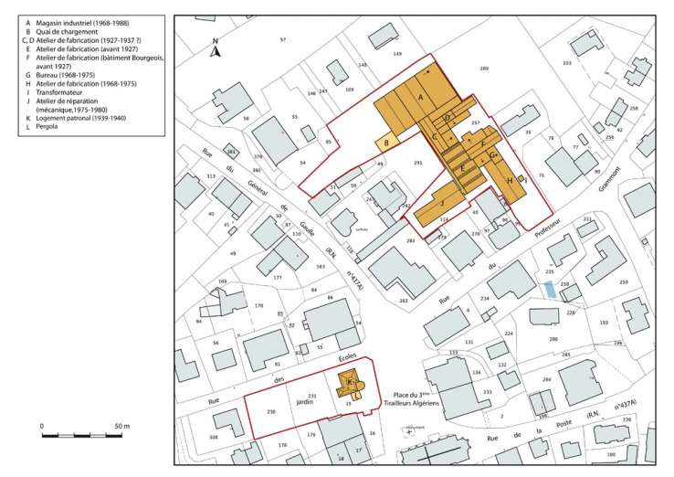 Plan-masse et de situation. Extrait du plan cadastral, 2012, sections AC et AE. © Région Bourgogne-Franche-Comté, Inventaire du patrimoine Plan-masse et de situation. Extrait du plan cadastral, 2012, sections AC et AE. © Région Bourgogne-Franche-Comté, Inventaire du patrimoine