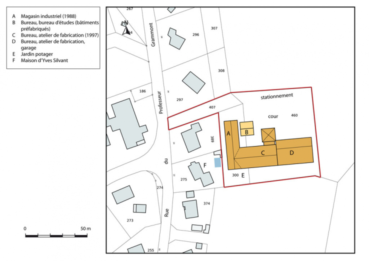 Plan-masse et de situation. Extrait du plan cadastral, 2012, section E. © Région Bourgogne-Franche-Comté, Inventaire du patrimoine