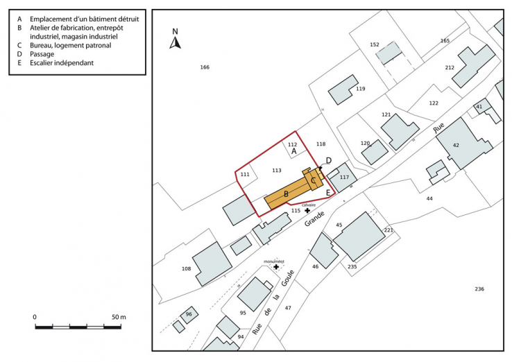 Plan-masse et de situation. Extrait du plan cadastral, 2013, section AC. © Région Bourgogne-Franche-Comté, Inventaire du patrimoine Plan-masse et de situation. Extrait du plan cadastral, 2013, section AC. © Région Bourgogne-Franche-Comté, Inventaire du patrimoine