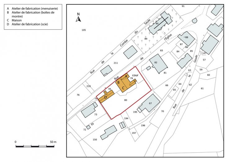Plan-masse et de situation. Extrait du plan cadastral, 2013, section AC. © Région Bourgogne-Franche-Comté, Inventaire du patrimoine