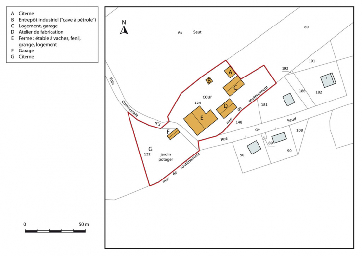 Plan-masse et de situation. Extrait du plan cadastral, 2013, section A. © Région Bourgogne-Franche-Comté, Inventaire du patrimoine