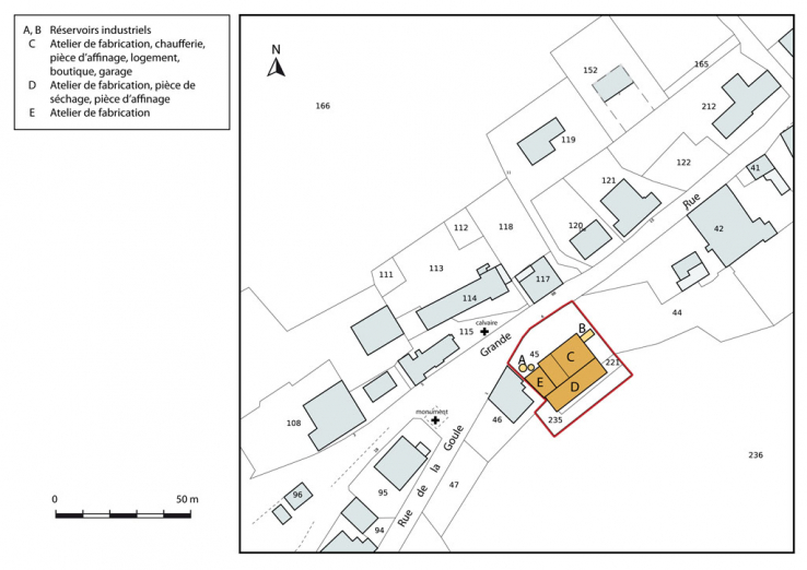 Plan-masse et de situation. Extrait du plan cadastral, 2013, section AC. © Région Bourgogne-Franche-Comté, Inventaire du patrimoine