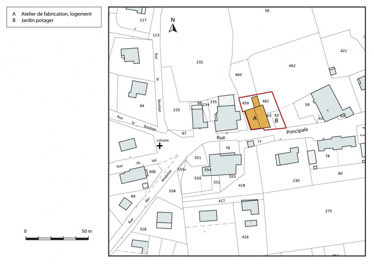 Plan-masse et de situation. Extrait du plan cadastral, 2013, section AI. © Région Bourgogne-Franche-Comté, Inventaire du patrimoine