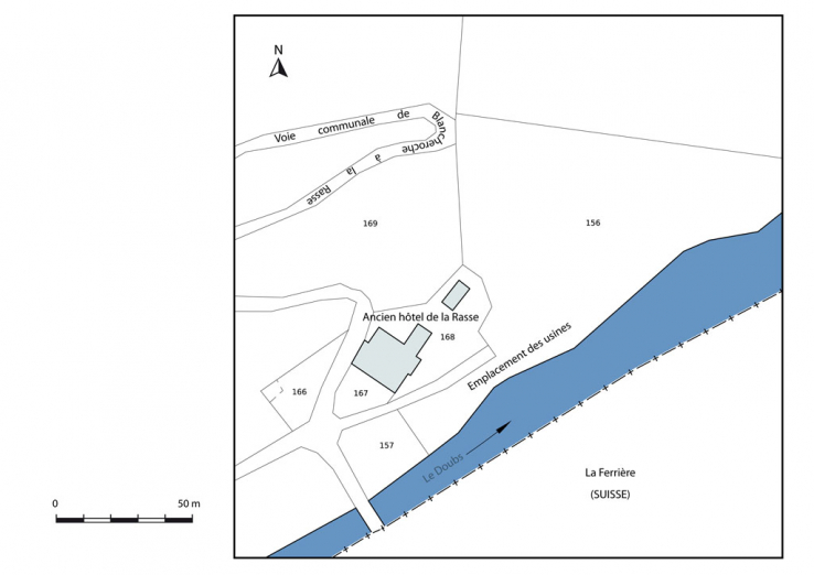 Plan-masse et de situation. Extrait du plan cadastral, 2013, section A. © Région Bourgogne-Franche-Comté, Inventaire du patrimoine