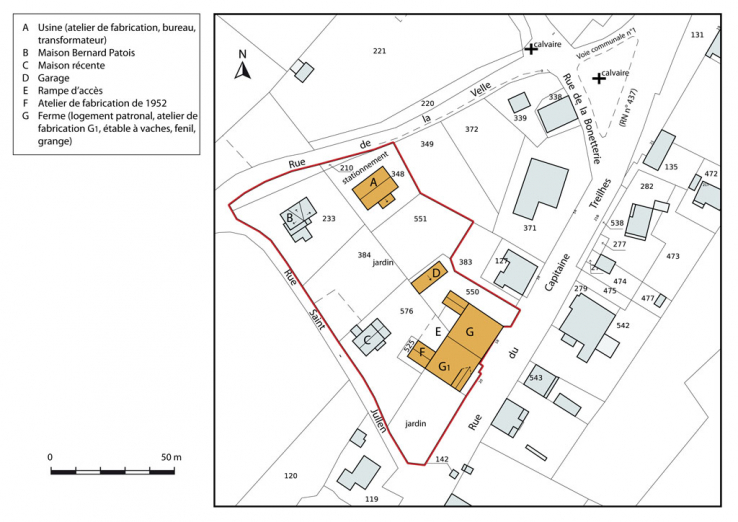 Plan-masse et de situation. Extrait du plan cadastral, 2013, section AC. © Région Bourgogne-Franche-Comté, Inventaire du patrimoine