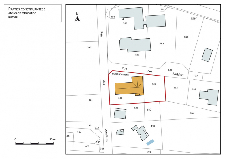 Plan-masse et de situation. Extrait du plan cadastral, 2013, section AC. © Région Bourgogne-Franche-Comté, Inventaire du patrimoine