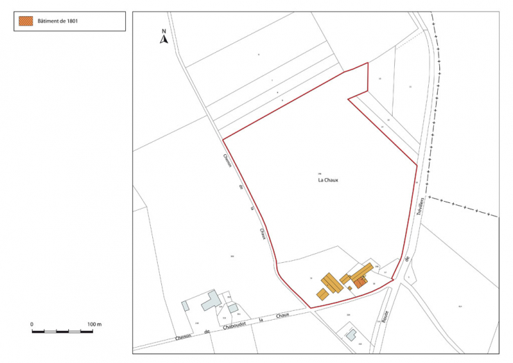 Plan de situation. Extrait du plan cadastral, 2014, section A. © Région Bourgogne-Franche-Comté, Inventaire du patrimoine