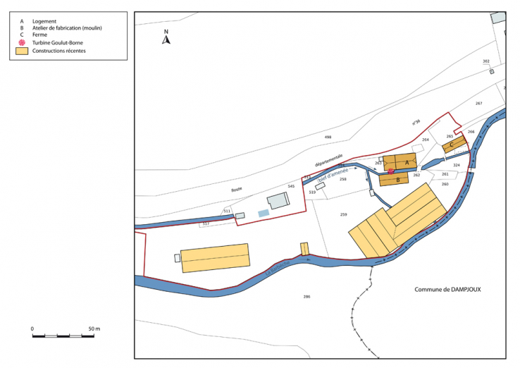 Plan-masse et de situation, section B. © Région Bourgogne-Franche-Comté, Inventaire du patrimoine