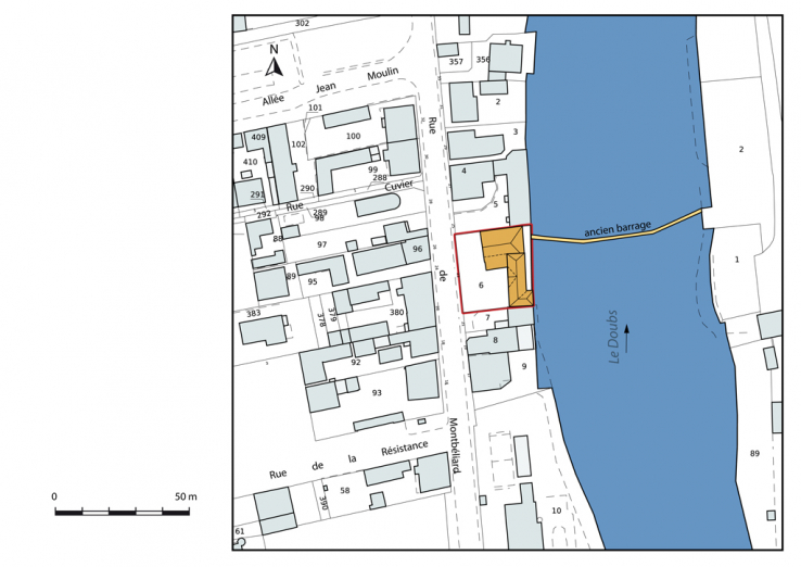 Plan-masse et de situation, section AR. © Région Bourgogne-Franche-Comté, Inventaire du patrimoine