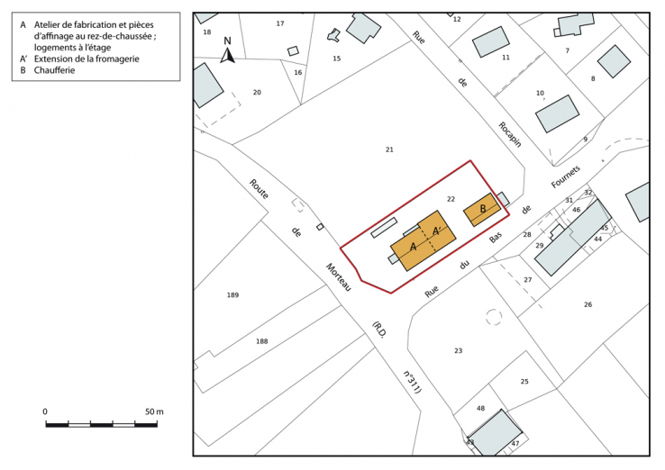 Plan-masse et de situation, section AD. © Région Bourgogne-Franche-Comté, Inventaire du patrimoine