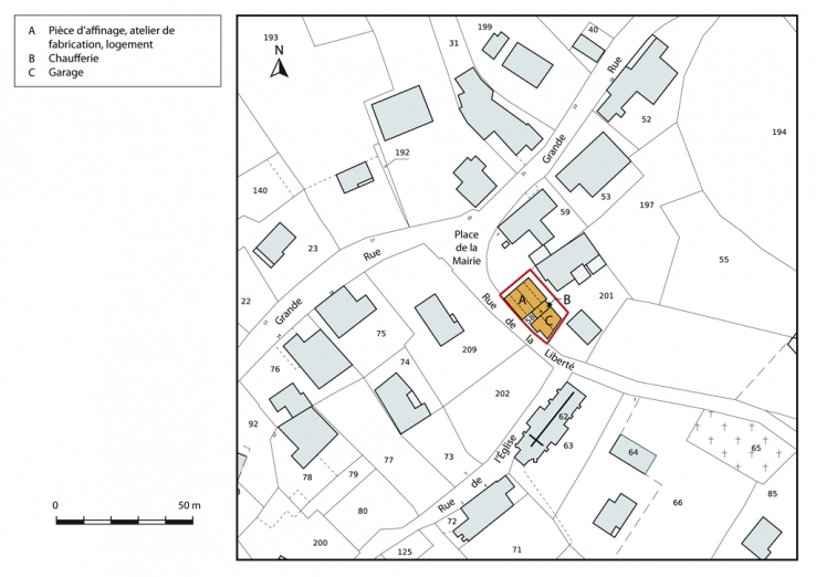 Plan-masse et de situation, extrait du plan cadastral, 2014, section AB. © Région Bourgogne-Franche-Comté, Inventaire du patrimoine